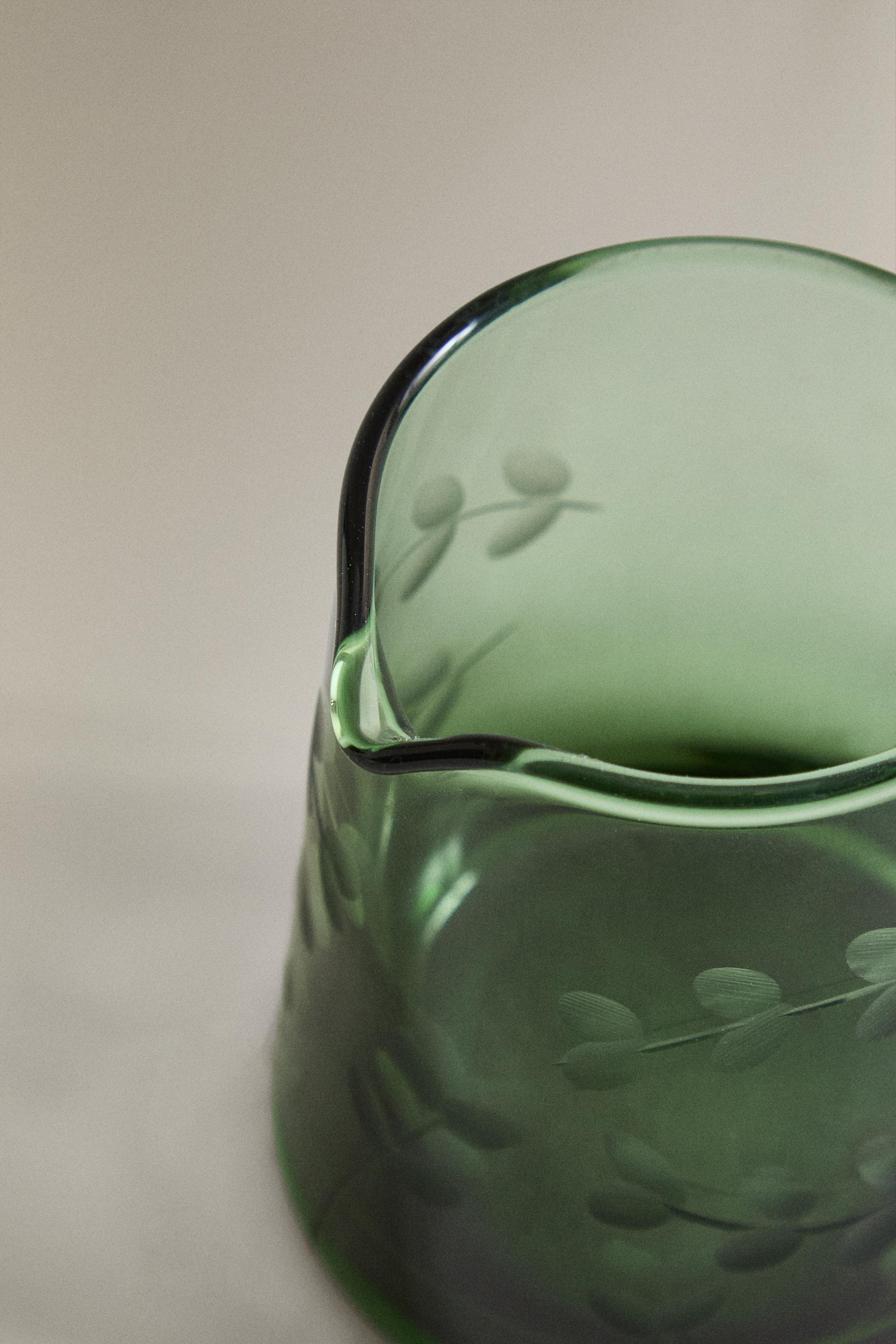 CHRISTMAS GLASS LEAF MILK PITCHER